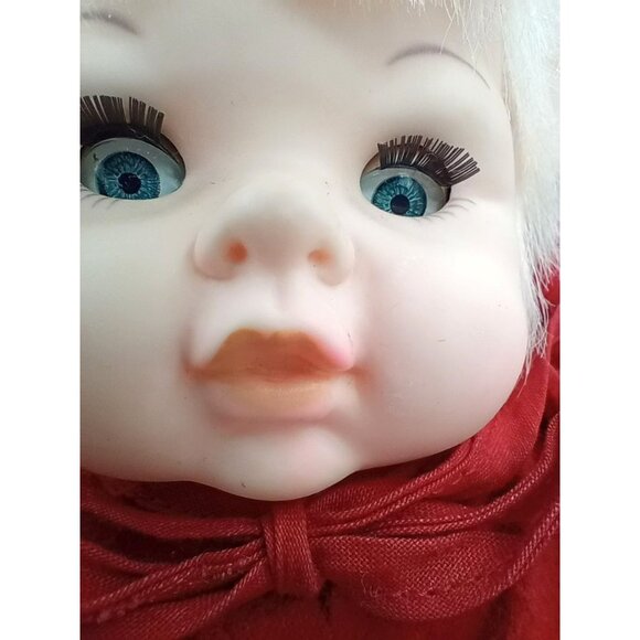 Eugene Girl Baby Doll in Red Sweater Vintage Blue Eyes Open Close Blond Hair - Picture 4 of 16